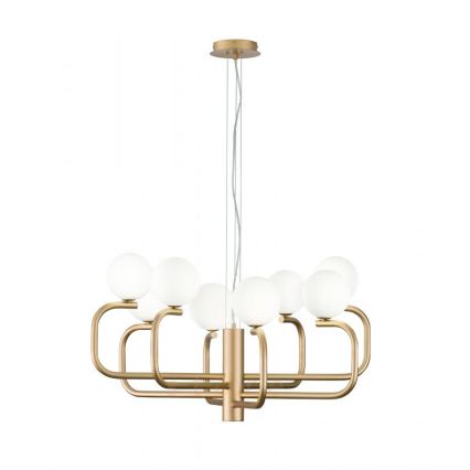 Ondaluce - Luster JEPPY na lanku 8xG9/7W/230V, priemer 78,5 cm, zlatá/biela