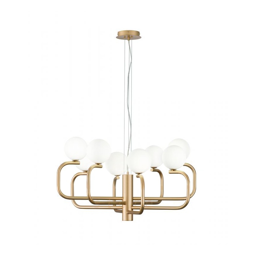 Ondaluce - Luster JEPPY na lanku 8xG9/7W/230V, priemer 78,5 cm, zlatá/biela