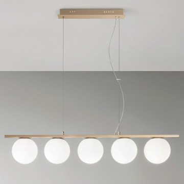 Ondaluce - Luster na lankách MONILE 5xE14/10W/230V zlatá/biela