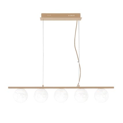 Ondaluce - Luster na lankách MONILE 5xE14/10W/230V zlatá/biela