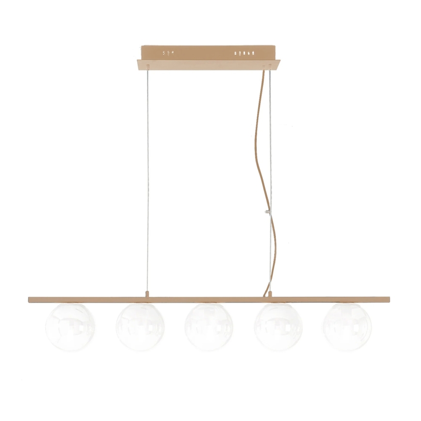 Ondaluce - Luster na lankách MONILE 5xE14/10W/230V zlatá/biela