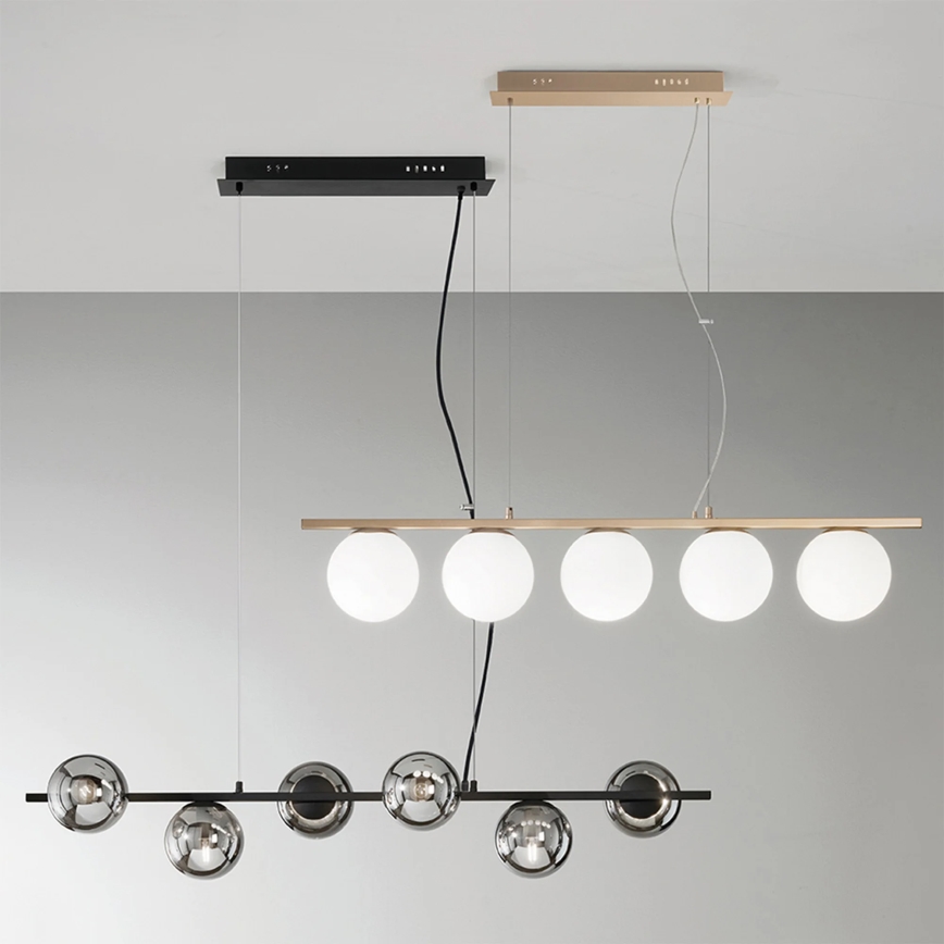 Ondaluce - Luster na lankách MONILE 5xE14/10W/230V zlatá/biela