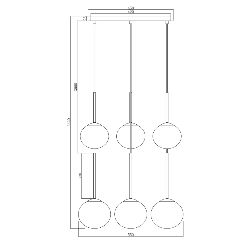 Ondaluce - Luster na lanku JEWEL 6xE14/10W/230V priemer 55 cm zlatá/biela