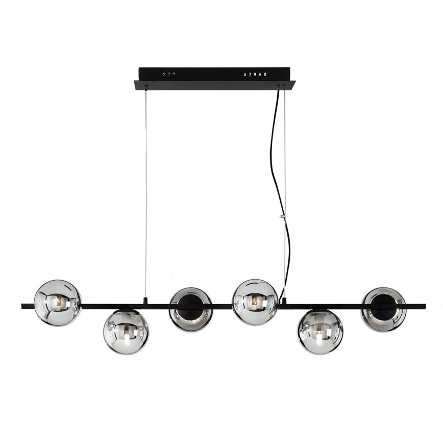 Ondaluce - Luster na lanku MONILE 6xE14/10W/230V čierna/dymová čierna