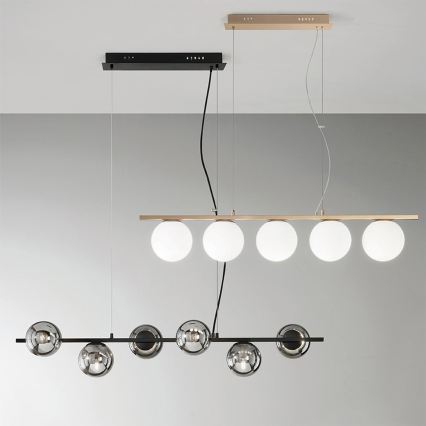 Ondaluce - Luster na lanku MONILE 6xE14/10W/230V čierna/dymová čierna