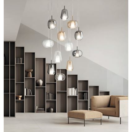 Ondaluce - Luster na lanku THELMA 2xE27/15W/230V dymovo-béžová