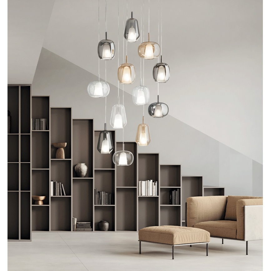 Ondaluce - Luster na lanku THELMA 2xE27/15W/230V dymovo-béžová