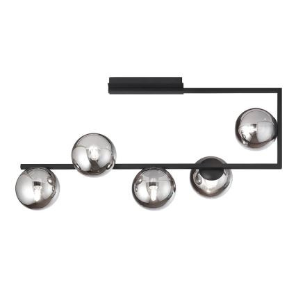 Ondaluce - Luster na tyči MONILE 5xE14/10W/230V čierna/dymová čierna