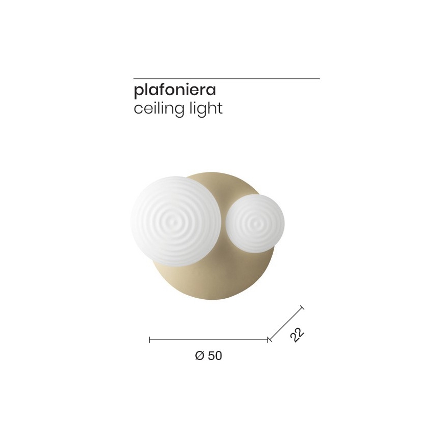 Ondaluce - Nástenné svietidlo TONDO 1xE14/10W/230V + 1xE27/15W zlatá/biela
