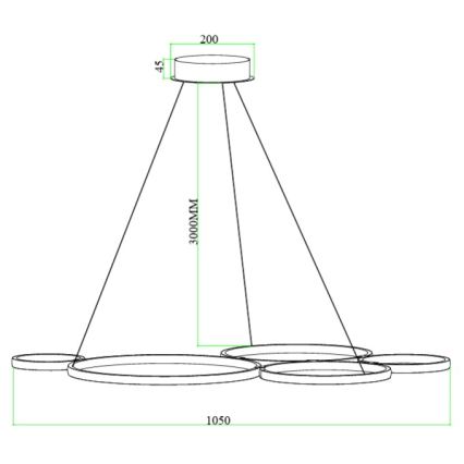 Ondaluce - stmievateľný LED luster na lanku POIS LED/60W/230V zlatý