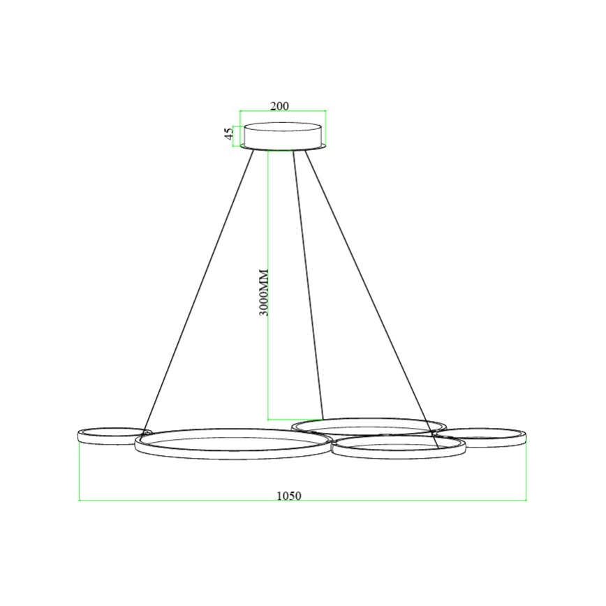 Ondaluce - stmievateľný LED luster na lanku POIS LED/60W/230V zlatý