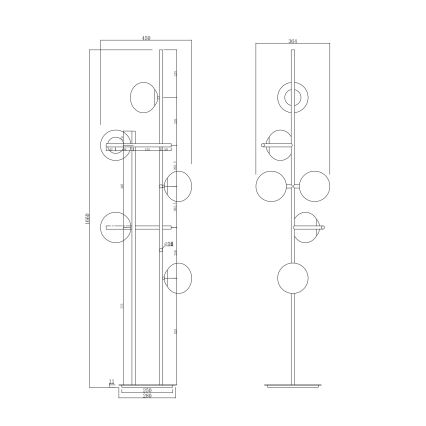 Ondaluce - Stojacia lampa JEWEL 6xE14/10W/230V 166 cm čierna/dymová čierna