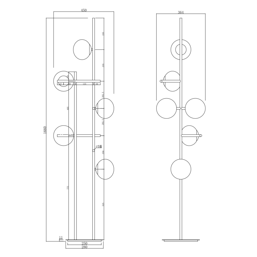 Ondaluce - Stojacia lampa JEWEL 6xE14/10W/230V zlatá/biela