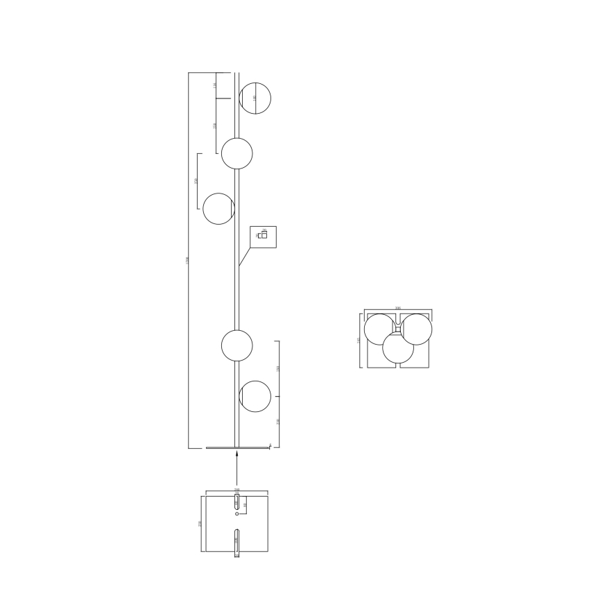 Ondaluce - Stojacia lampa MONILE 5xE14/10W/230V 170 cm zlatá/biela