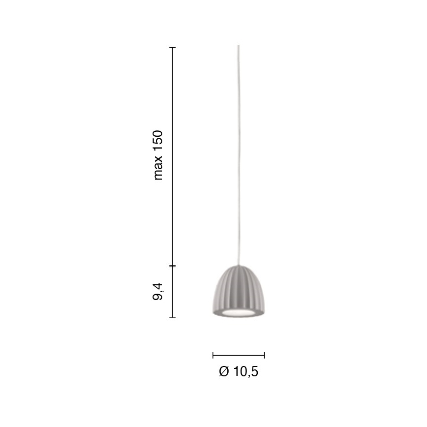Ondaluce - Závesné svietidlo na lanku CONCRETE 1xGU10/7,5W/230V priemer 10,5 cm betón/sivá