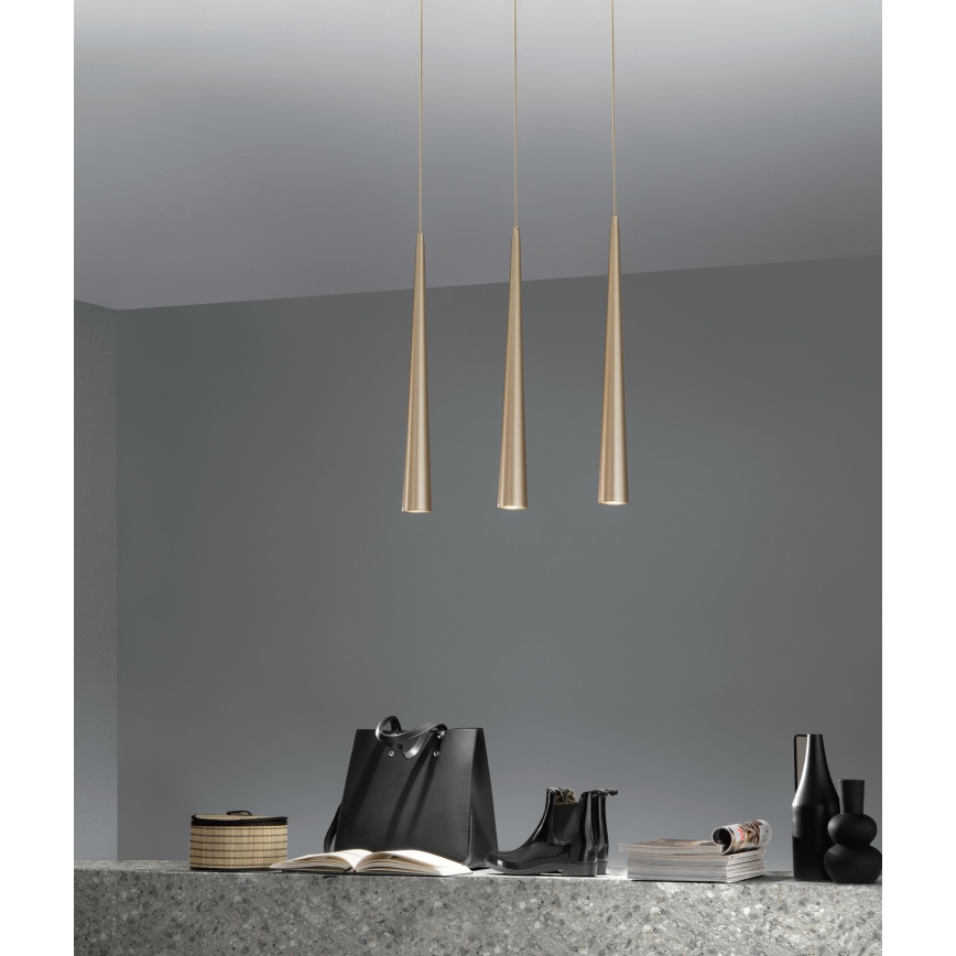 Ondaluce - Závesné svietidlo s lankom NOA 1xGU10/20W/230V priemer 5,5 cm zlaté