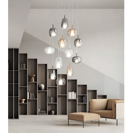 Ondaluce - Závesné svietidlo THELMA na lanku 1xE27/15W/230V dymovo-béžové