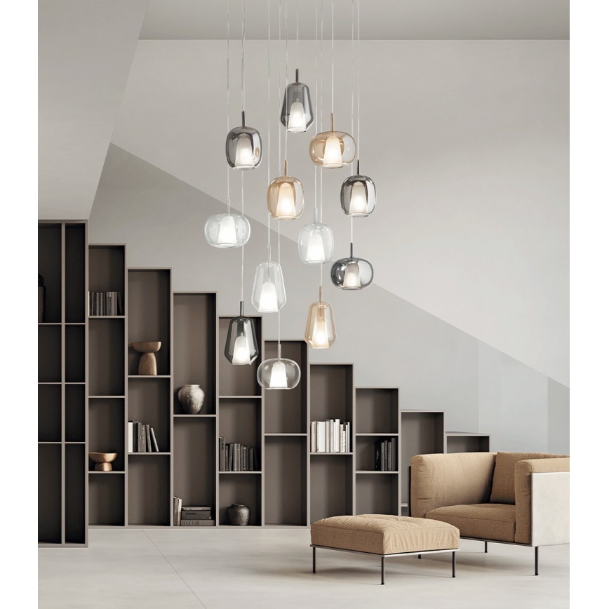 Ondaluce - Závesné svietidlo THELMA na lanku 1xE27/15W/230V dymovo-béžové