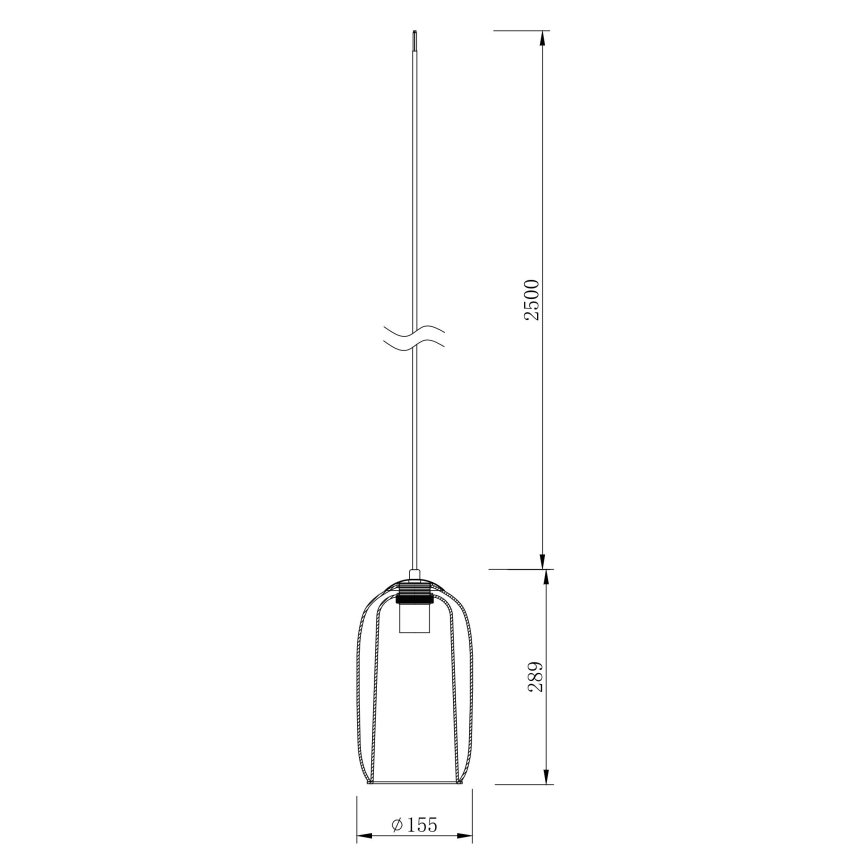 Ondaluce - Závesný luster na lane BONNIE 1xE27/15W/230V, priemer 15 cm, čierna/dýmová béžová