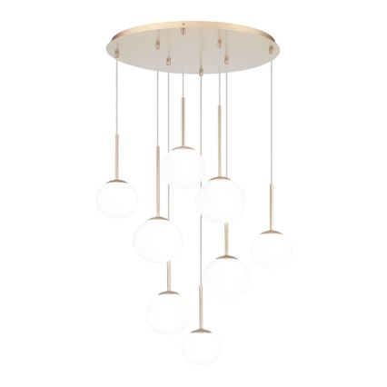 Ondaluce - Závesný luster na lankách JEWEL 8xE14/10W/230V priemer 70 cm zlatá/biela