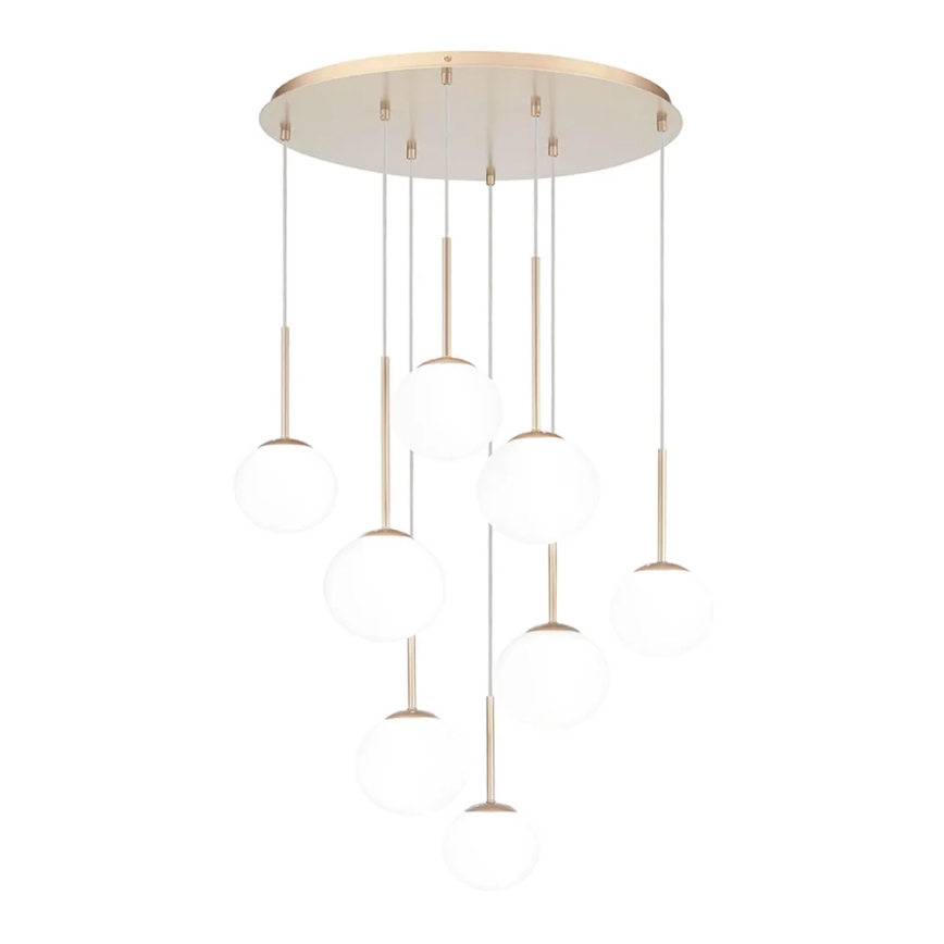 Ondaluce - Závesný luster na lankách JEWEL 8xE14/10W/230V priemer 70 cm zlatá/biela