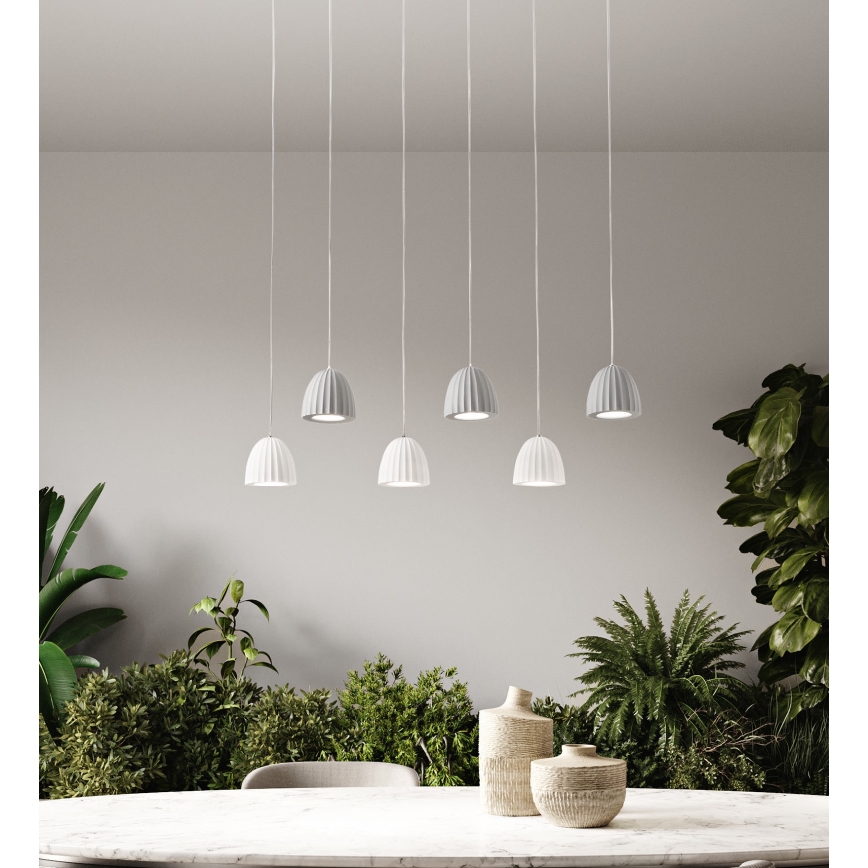 Ondaluce - Závesný luster na lanku CONCRETE 1xGU10/7,5W/230V pr. 10,5 cm betón/biela