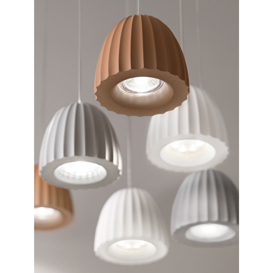 Ondaluce - Závesný luster na lanku CONCRETE 1xGU10/7,5W/230V pr. 10,5 cm betón/biela