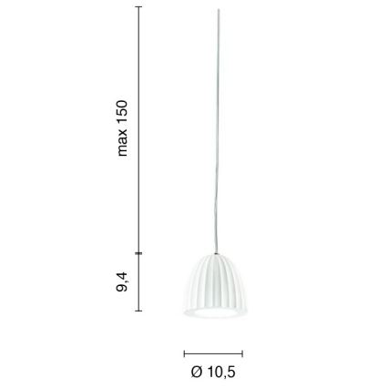 Ondaluce - Závesný luster na lanku CONCRETE 1xGU10/7,5W/230V pr. 10,5 cm betón/biela
