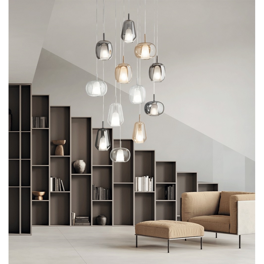 Ondaluce - Závesný luster na lanku THELMA 1xE27/15W/230V pr. 19,5 cm zlatá/číra