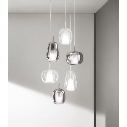 Ondaluce - Závesný luster na lanku THELMA 1xE27/15W/230V pr. 19,5 cm zlatá/číra