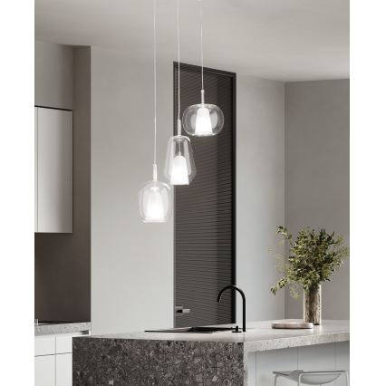 Ondaluce - Závesný luster na lanku THELMA 1xE27/15W/230V pr. 19,5 cm zlatá/číra