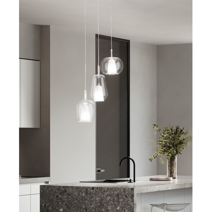 Ondaluce - Závesný luster na lanku THELMA 1xE27/15W/230V pr. 19,5 cm zlatá/číra