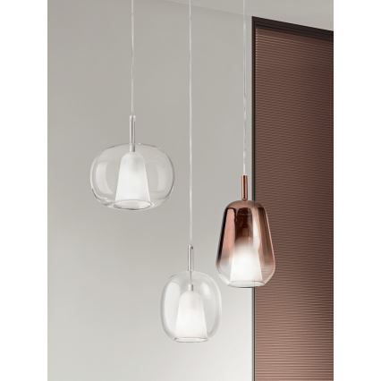 Ondaluce - Závesný luster na lanku THELMA 1xE27/15W/230V pr. 19,5 cm zlatá/číra