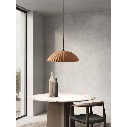 Ondaluce - Závesný luster RUSTIC na lankách 1xE27/15W/230V, priemer 50 cm, betón/hnedá