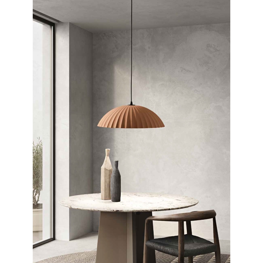 Ondaluce - Závesný luster RUSTIC na lankách 1xE27/15W/230V, priemer 50 cm, betón/hnedá