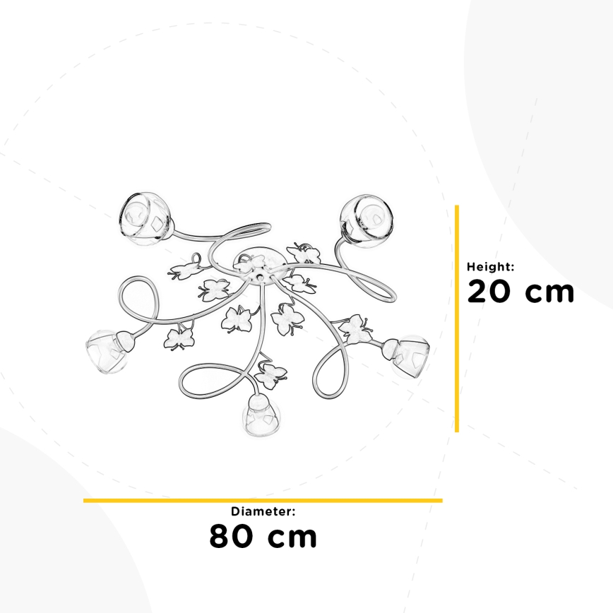 ONLI - Detský prisadený luster BUTTERFLY 5xE14/6W/230V