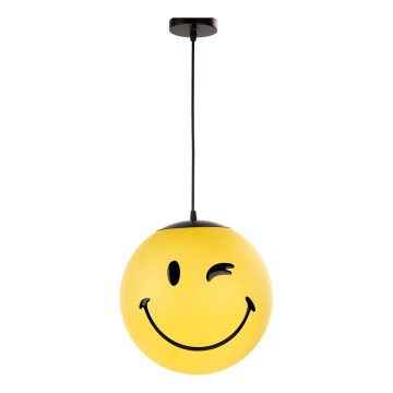 ONLI - Detský závesný luster na lanku SMILEY 1xE27/15W/230V žltá