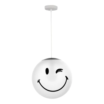 ONLI - Detský závesný luster SMILEY na lanku 1xE27/15W/230V biela