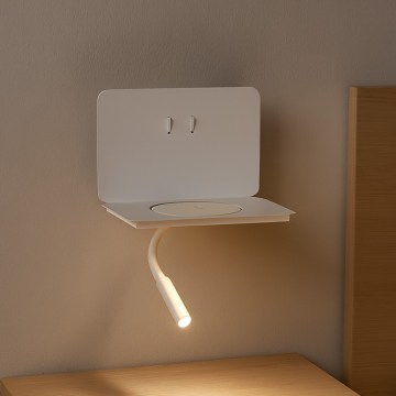 ONLI - LED flexibilná lampička s poličkou WIK LED/6,5W/230V + LED/3W biela