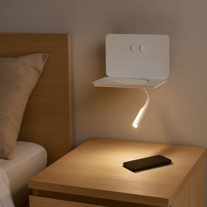 ONLI - LED flexibilná lampička s poličkou WIK LED/6,5W/230V + LED/3W biela