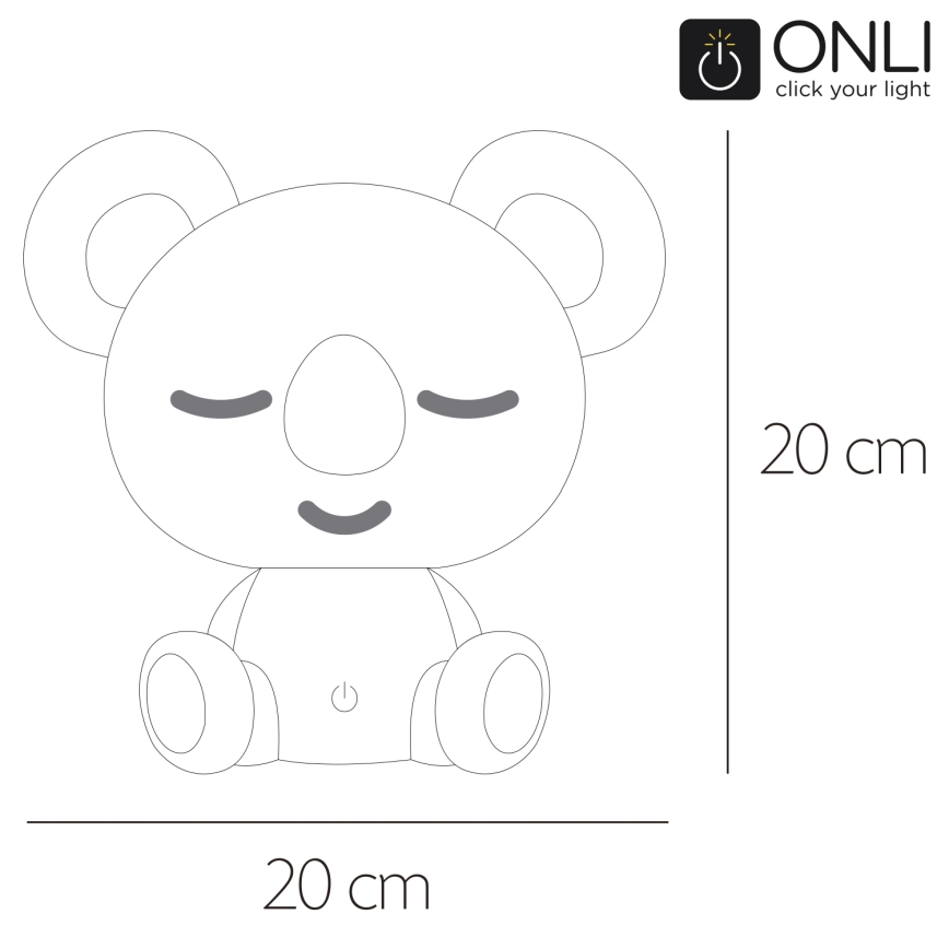 ONLI - LED stmievateľná detská nočná lampička PUPPIES LED/3W/230V 20 cm koala/zelená