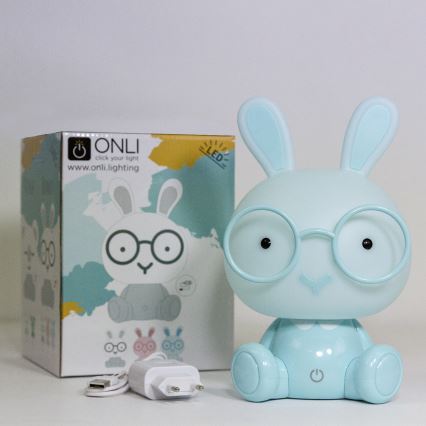ONLI - LED stmievateľná detská nočná lampička PUPPIES LED/3W/230V 22 cm zajačik/modrá