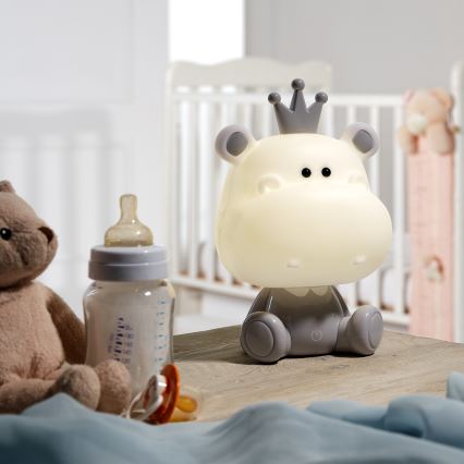 ONLI - LED Stlmiteľná detská nočná lampička PUPPIES LED/3W/230V 25 cm hroch/šedá