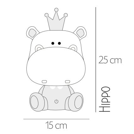 ONLI - LED Stlmiteľná detská nočná lampička PUPPIES LED/3W/230V 25 cm hroch/šedá