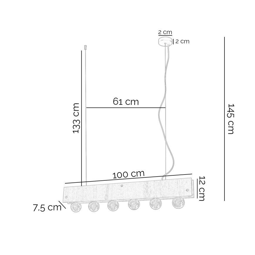 ONLI - Luster na lanku ARGO 6xE27/22W/230V šedá