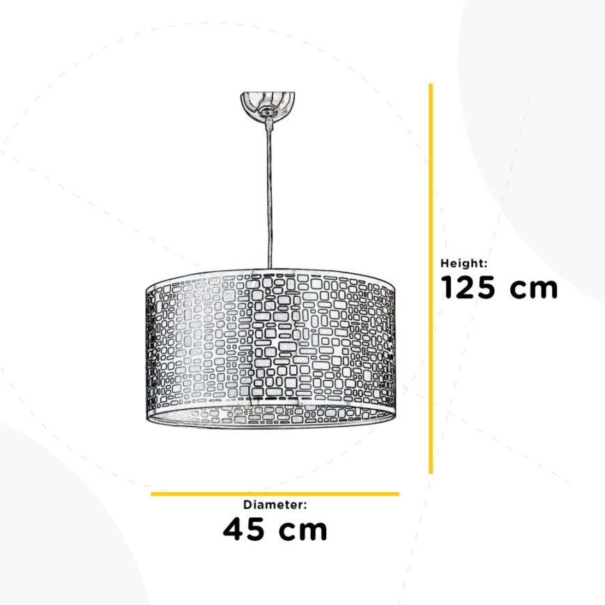 ONLI - Luster na lanku BRUCE 1xE27/15W/230V pr. 45 cm matný chróm