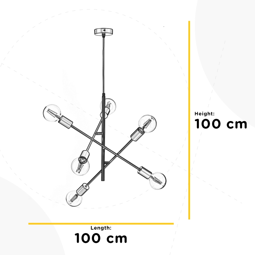 ONLI - Luster na lanku CROSS 6xE27/22W/230V
