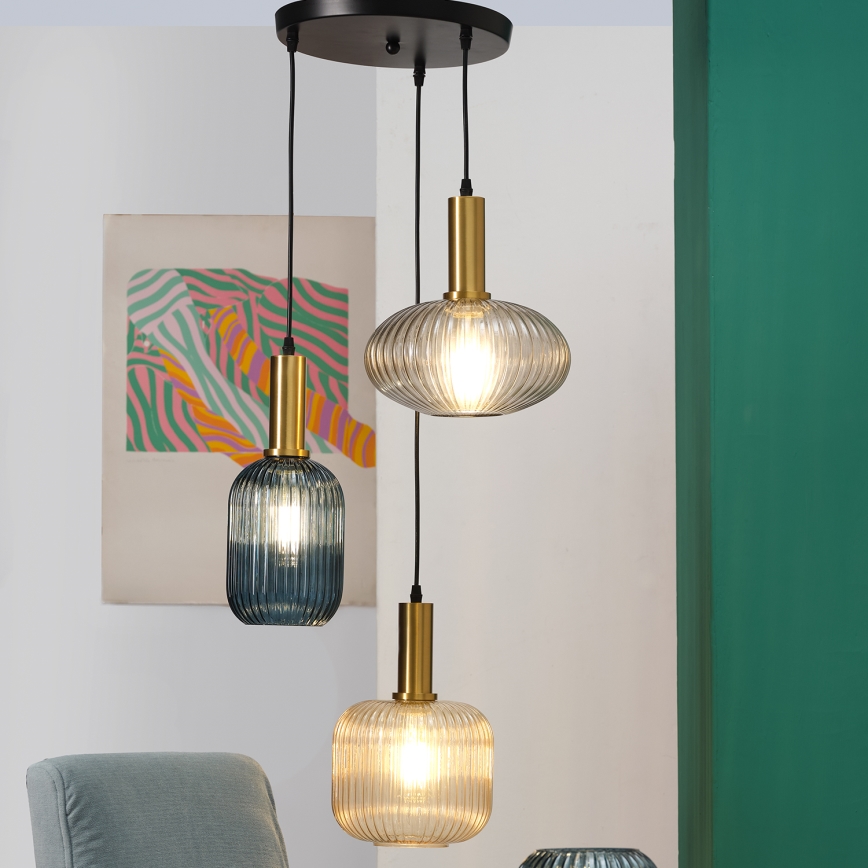 ONLI - Luster na lanku DOROTY 1xE27/22W/230V modrá/zlatá