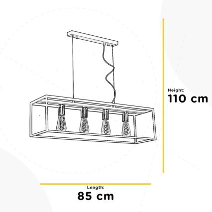 ONLI - Luster na lanku FLOKI 4xE27/15W/230V čierna/medená