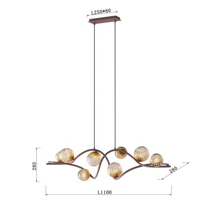 ONLI - Luster na lanku FRIDA 8xG9/10W/230V medená
